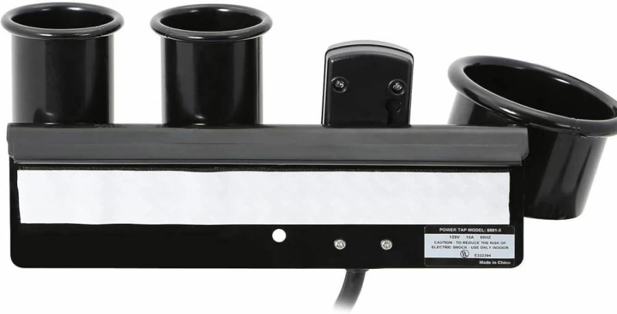 Saloniture Salon Hair Dryer & Iron Holder with 3 Outlets & Clamp - Secure Appliance Rack for Blow Dryers & Styling Tools