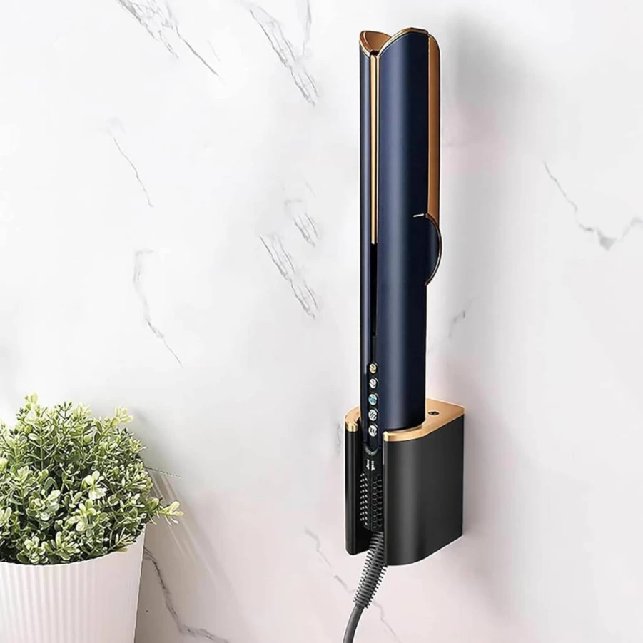 Luvitory Wall Mount Organizer Rack for Dyson Airstrait, Airwrap, Hair Tools & Accessories - Metal Storage Holder for Straightener, Curling Iron & Brushes