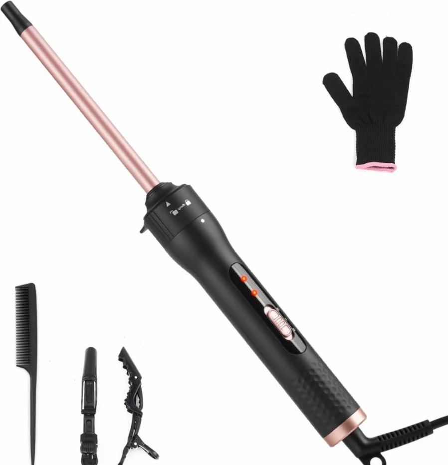 UNOBEY Professional Ceramic Curling Wand 13mm - Fast Heating Hair Curler for Short to Long Hair, Dual Voltage Styler with Heat Resistant Glove