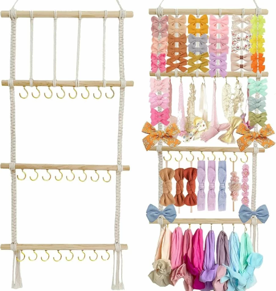 HY.MIS Headband Holder for Girls - Wall Hanging Hair Bows Organizer, Baby Headband Storage Decor for Toddler Room, Hair Accessories Display